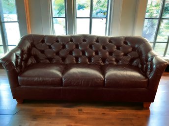 THOMASVILLE Genuine Leather Tufted Sofa