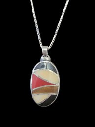 Beautiful Vintage Multi Color Inlay Necklace