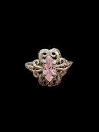 Beautiful Vintage Sterling Silver Pink Stone Ring, Size 7