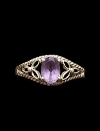 Beautiful Vintage Sterling Silver Purple Stone Ring, Size 7