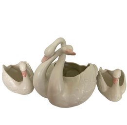 Delightful Trio Of Fitz & Floyd Swan Planters