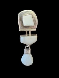 Vintage Sterling Silver White Geode Rock Pendant