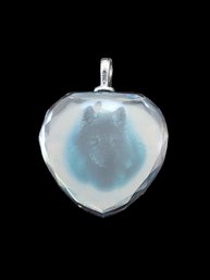 Vintage Bradford Gold Exchange Sterling Silver Clear  Heart Hologram Pendant