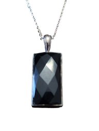 Vintage Silpada Sterling Silver Faceted Onyx Necklace