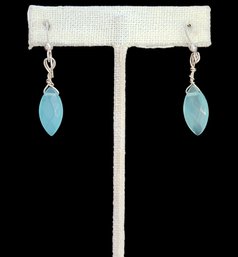 Vintage Sterling Silver Faceted Blue Dangle Earrings