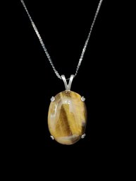 Vintage Italian Sterling Silver Tiger Eye Necklace