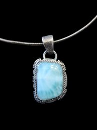 Beautiful Vintage Native American Sterling Silver Polished Agate Stone Necklace