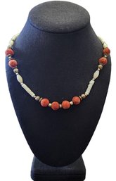 Vintage Liquid Heishi Coral Beaded Necklace