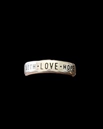 Vintage Sterling Silver Faith Love Hope Ring, Size 9