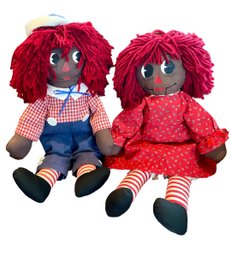 Pair Of Vintage Black Raggedy Ann & Andy Americana Dolls