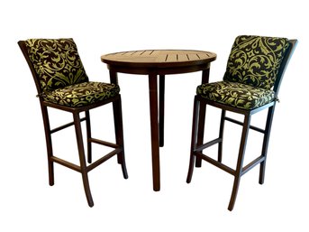 Wood Look Aluminum Hightop Outdoor Table And Chairs