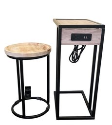 2  Small Side Or End Tables - Round 18 ' H X 12' W Charging Station C Table 25' X 10' W X 16' D ( READ Desc)