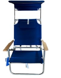NEW NEVER USED- Lot Of 4 Matching Royal Blue Mainstays Beach Chairs With Sun Shields