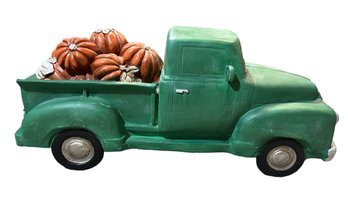 LARGE Ceramic Truck With Pumpkins Outdoor/Indoor Fall Decor 28' L X 13' H ( READ Description)