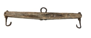 Antique Primitive  Ox Yoke Single Tree Rustic 3' S' Length With Harness Hooks
