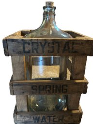 Vintage 16' X 12' Crystal Spring Water Wood Crate & 5 Gallon Water Jug Carboy