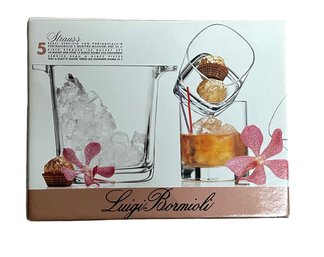 Vtg Luigi Bormioli New In Box 5 Piece Set Ice Bucket & Four 12 Oz. Double Old Fashioneds Glasses