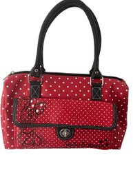 Disney Parks Authentic Minnie Mouse Red & White Polka Dot Faux Leather Purse Handbag Appears Unused 13' X 7'