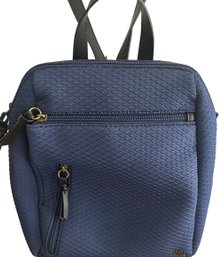 'The Sak' Small Backpack Navy Blue Olvera City Bag Puff Quilt & Leather Adjustable Straps 11' X 10' X 4' D