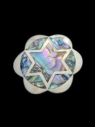 Vintage Sterling Silver Abalone Brooch