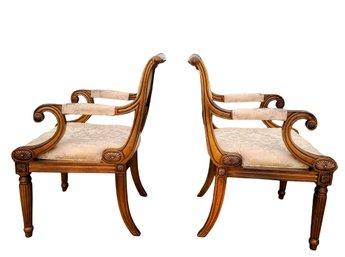 A Pair Of Regency Style Cherry Wood  Vintage/Antique Chairs