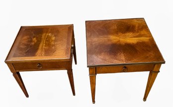 Two Burl Wood Baker End Tables - Similar But Not Identical