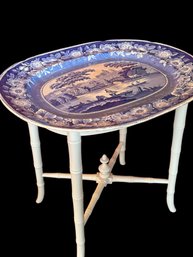 Staffordshire Wild Rose Blue & White Platter Table