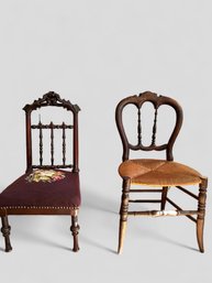 Pair Adorable Life Size Victorian Childs Chairs