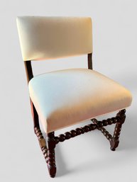 Sweet Spindle Leg Side Chair In White Cotton