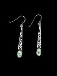 Vintage Sterling Silver Abalone Dangle Earrings