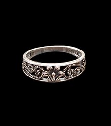 Vintage Sterling Silver Floral Ring, Size 8