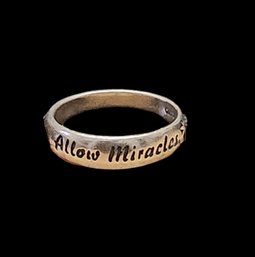 Vintage Sterling Silver 'Allow Miracles' Ring, Size 9
