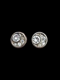 Vintage Sterling Silver Clear Stones Stud Earrings