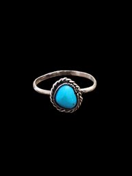 Vintage Native American Sterling Silver Turquoise Color Ring, Size 8