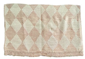 Handmade Vintage Blush Pink & Cream Throw Blanket