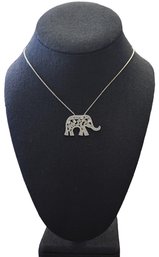 Vintage Sterling Silver Clear Stones Elephant Necklace