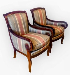 Hickory Club Chairs From Sheridan Interiors,  Beautifully Made Gently Used Mahogany Trim And Nailhead Accents