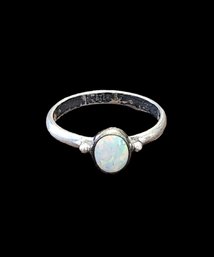 Vintage Sterling Silver Opal Color Ring, Size 9