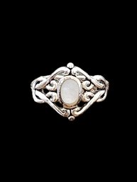 Vintage Sterling Silver Mother Of Pearl Color Ring, Size 8