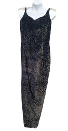 Elegant And Sexy Vintagw Evening Gown By Mr. Blackwell In A Rich Heavy Velvet With Unusual Metallic Gold Fleck