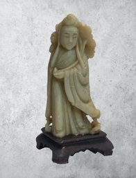 Antique Jade/ Soapstone Statue On Stand