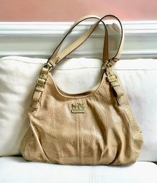 Vintage Shimmering COACH Embossed Metallic Leather Hobo Bag