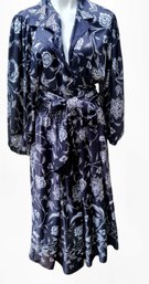 Diane Frires Floral Black/White Original Polyester Dress With A Tassel Sash