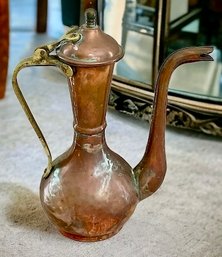 Antique Hammered Copper Russian Lidded Pitcher