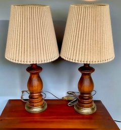 Pair Of MCM Wood Based Lamps