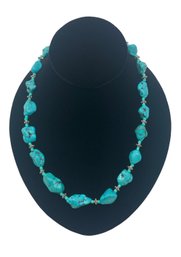 Faux Turquoise Stone Beaded Necklace