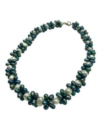 Blue & White Fresh Water Pearl Necklace