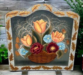 Double Scene Hand Painted  1980's Fireplace Screen