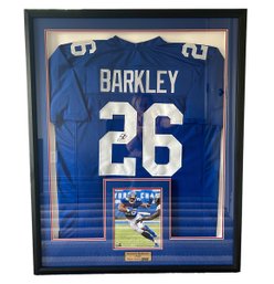 Authenticated  Framed And Signed Sequon Barkley NY Giants Jersey