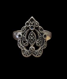 Vintage Sterling Silver Marcasite Ring, Size 8